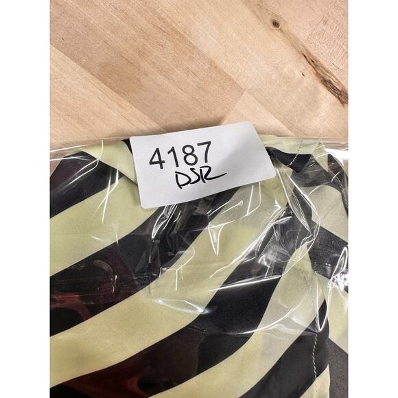 Soft Surroundings Sz Small Green Navy Blue Striped Chevron A-Line Full Skirt - Picture 9 of 9